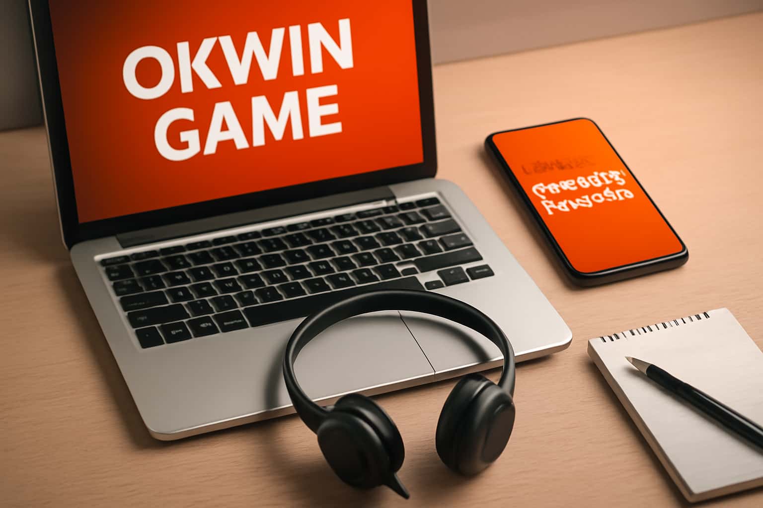 An informational scene showcasing the Okwin Game Support process.