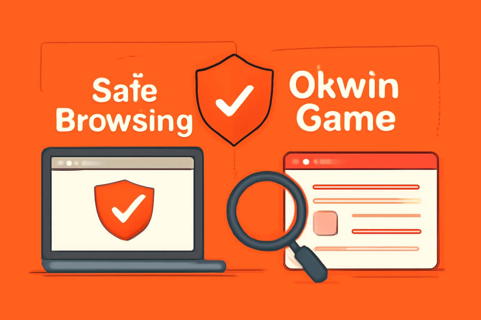 Informational scene depicting Safe Browsing practices for Okwin Game.
