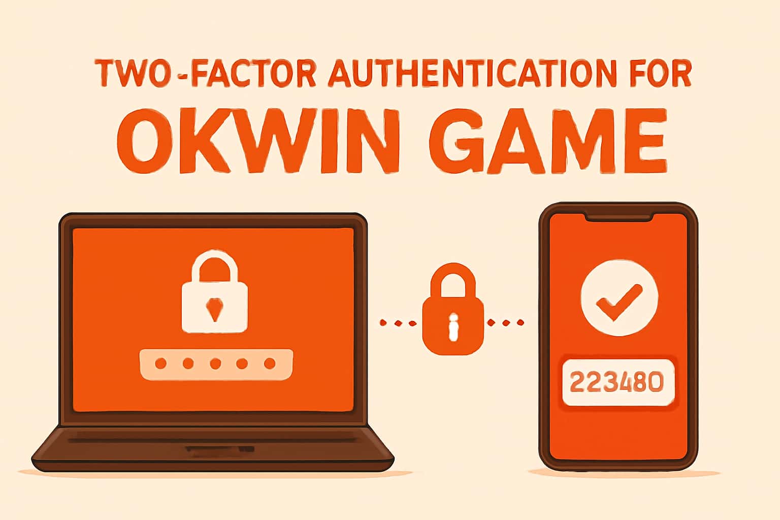 Informational scene showcasing Two-Factor Authentication for Okwin Game with clear typography.