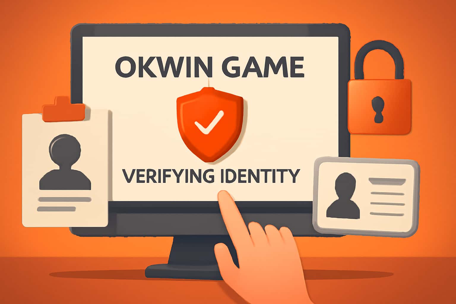 An informative scene illustrating the verification process for Okwin Game Identity.