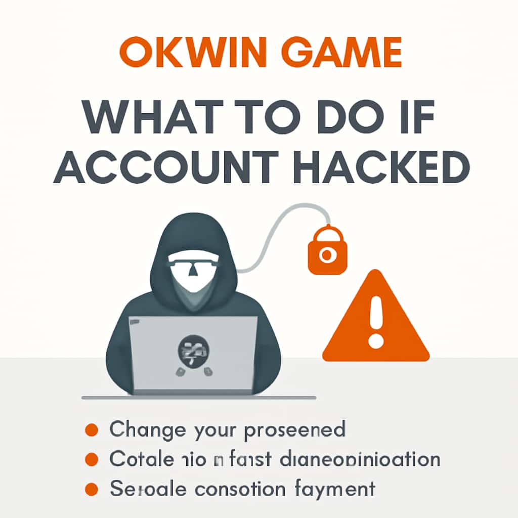 Illustration guiding users through securing an Okwin Game account.